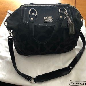 Black Coach Signature C Print Satchel